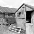 Derelict huts on Blackshore Quay, Blackshore Quay in Black and White, Southwold and Sizewell, Suffolk - 16th September 1992