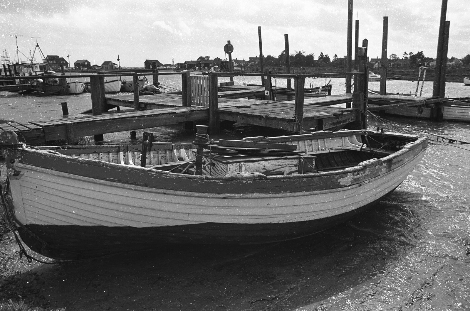 Blackshore Quay in Black and White, Southwold and Sizewell, Suffolk - 16th September 1992: An open fishing boat