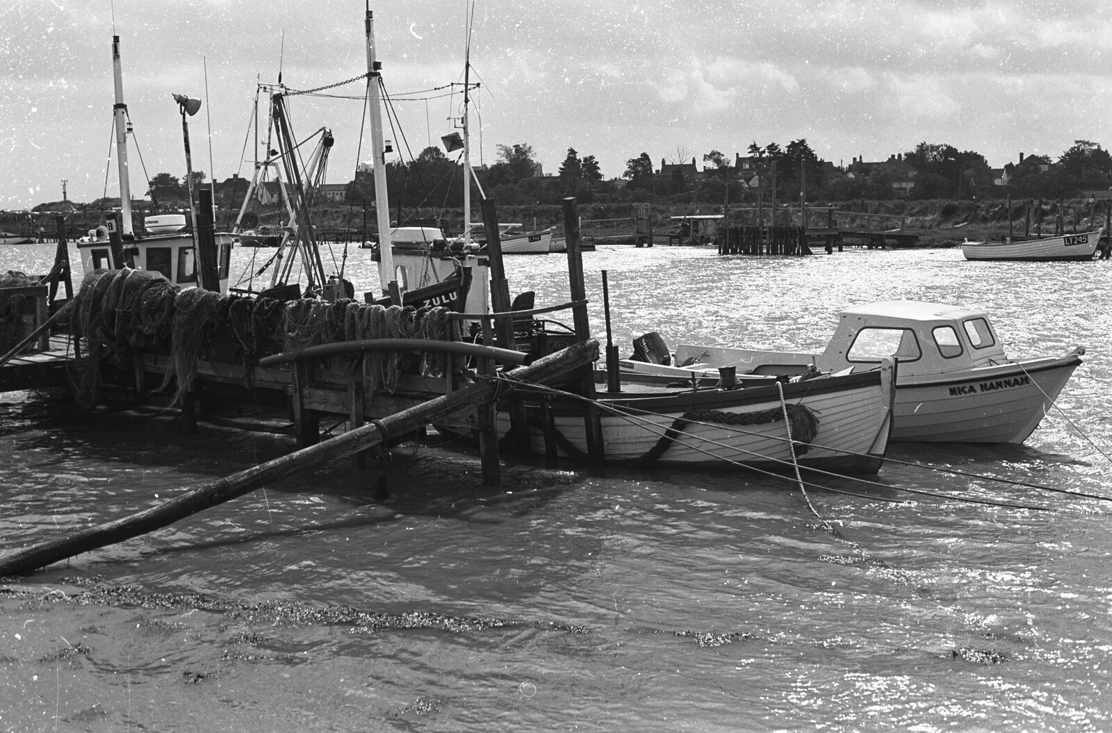Blackshore Quay in Black and White, Southwold and Sizewell, Suffolk - 16th September 1992: A tangle of nets, ropes and boats