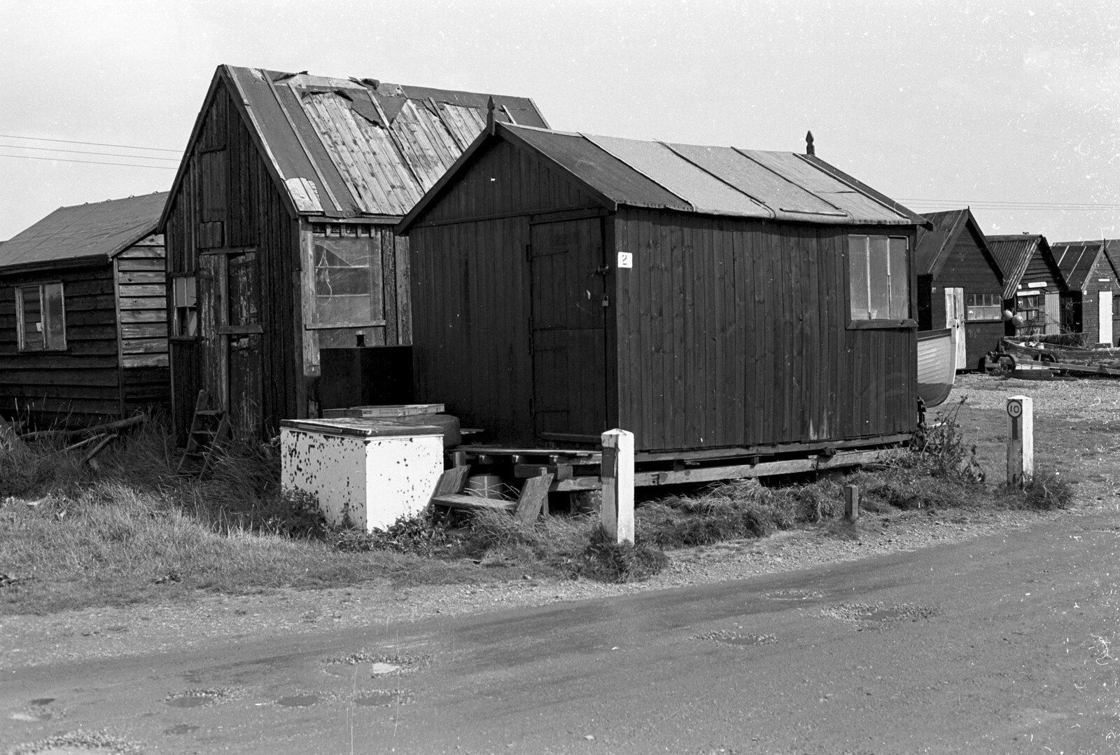 Blackshore Quay in Black and White, Southwold and Sizewell, Suffolk - 16th September 1992: More Blackshore huts
