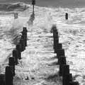 Groynes stretch out to sea, Blackshore Quay in Black and White, Southwold and Sizewell, Suffolk - 16th September 1992