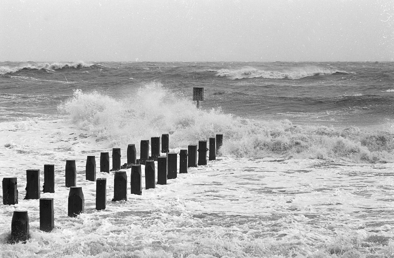 Blackshore Quay in Black and White, Southwold and Sizewell, Suffolk - 16th September 1992: Groynes and a lively sea