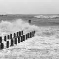 Groynes and a lively sea, Blackshore Quay in Black and White, Southwold and Sizewell, Suffolk - 16th September 1992