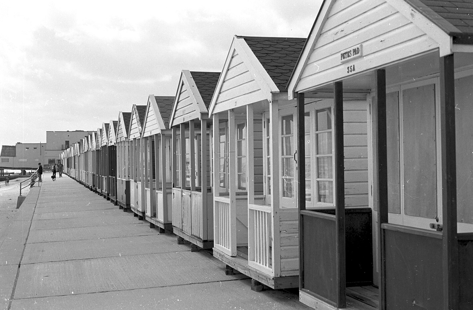 Blackshore Quay in Black and White, Southwold and Sizewell, Suffolk - 16th September 1992: Beach huts on Southwold's promenade
