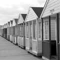 Beach huts on Southwold's promenade, Blackshore Quay in Black and White, Southwold and Sizewell, Suffolk - 16th September 1992