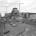 A wider view of the Sizewell B construction site, Blackshore Quay in Black and White, Southwold and Sizewell, Suffolk - 16th September 1992