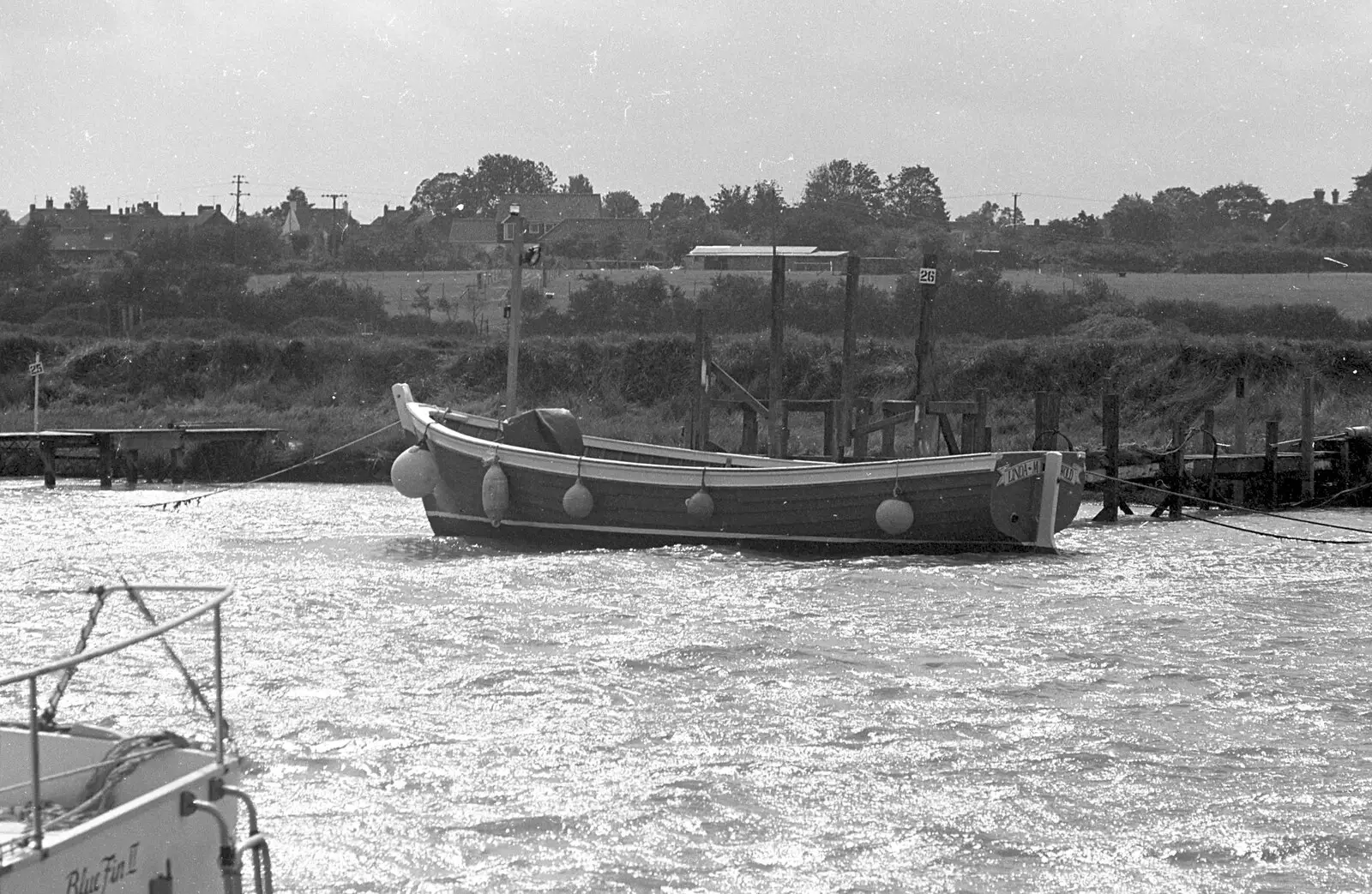 The Linda M - Crispy's husband's boat, from Blackshore Quay in Black and White, Southwold and Sizewell, Suffolk - 16th September 1992