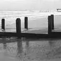 Groynes, and the derelict pier, Blackshore Quay in Black and White, Southwold and Sizewell, Suffolk - 16th September 1992