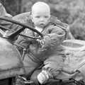 The tractor-driving baby, Cider Making in Black and White, Stuston, Suffolk - 11th October 1992