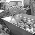 Linda Cork looks puzzled, Cider Making in Black and White, Stuston, Suffolk - 11th October 1992