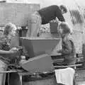 Monique looks in the hopper, Cider Making in Black and White, Stuston, Suffolk - 11th October 1992