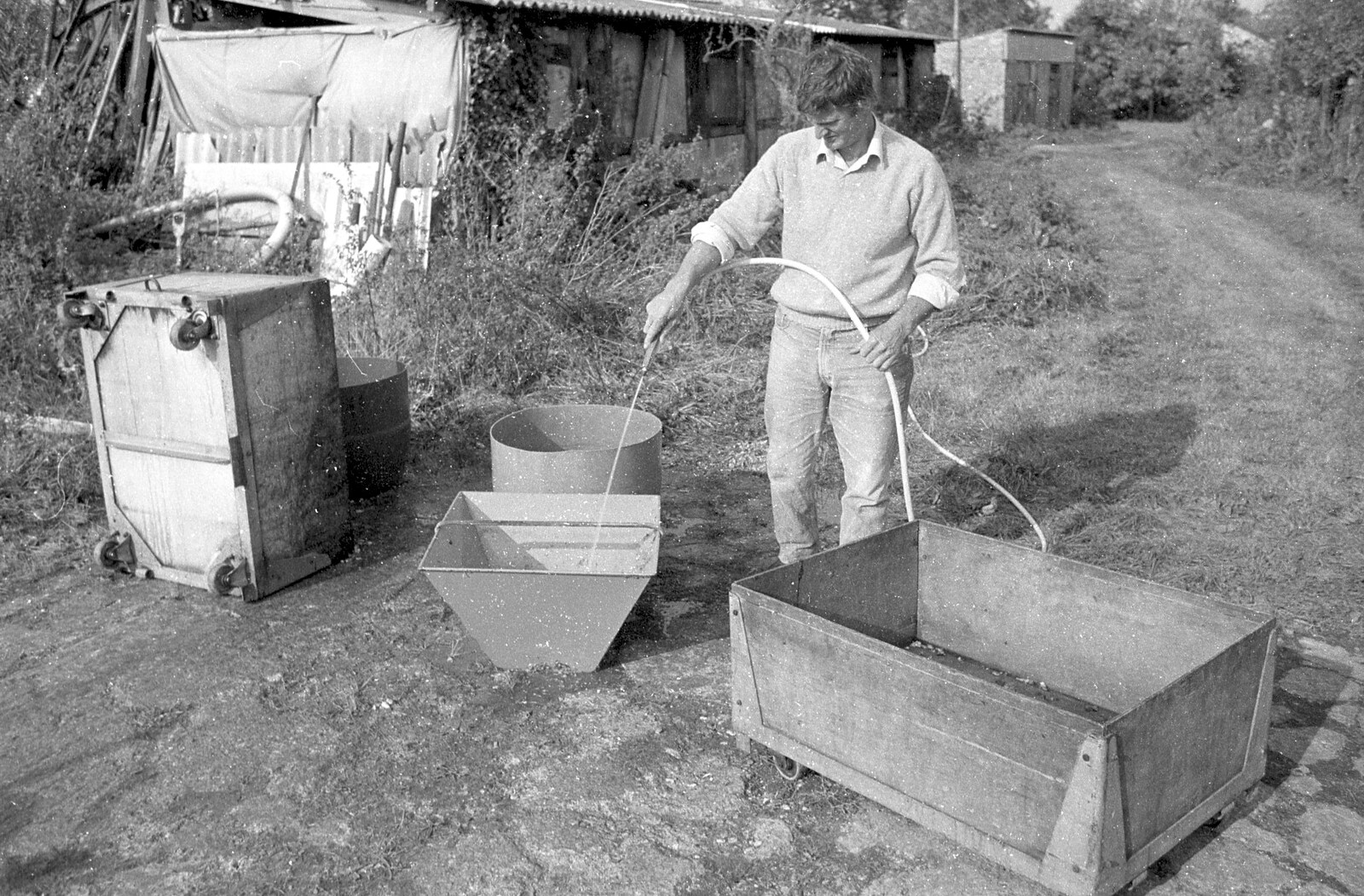 The chopper hopper is washed out from Cider Making in Black and White, Stuston, Suffolk - 11th October 1992