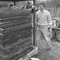 The ten cheeses are ready for pressing, Cider Making in Black and White, Stuston, Suffolk - 11th October 1992