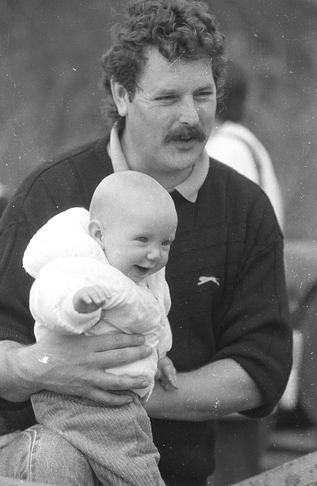 Keith and baby from Cider Making in Black and White, Stuston, Suffolk - 11th October 1992