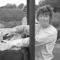 Brenda sticks her tongue out, Cider Making in Black and White, Stuston, Suffolk - 11th October 1992