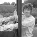 Brenda sticks her tongue out, Cider Making in Black and White, Stuston, Suffolk - 11th October 1992