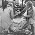 The compressed waste apple is tipped out, Cider Making in Black and White, Stuston, Suffolk - 11th October 1992