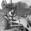 Geoff fires up Winnie the TE-120, Cider Making in Black and White, Stuston, Suffolk - 11th October 1992