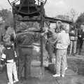 The top pressing board is applied, Cider Making in Black and White, Stuston, Suffolk - 11th October 1992