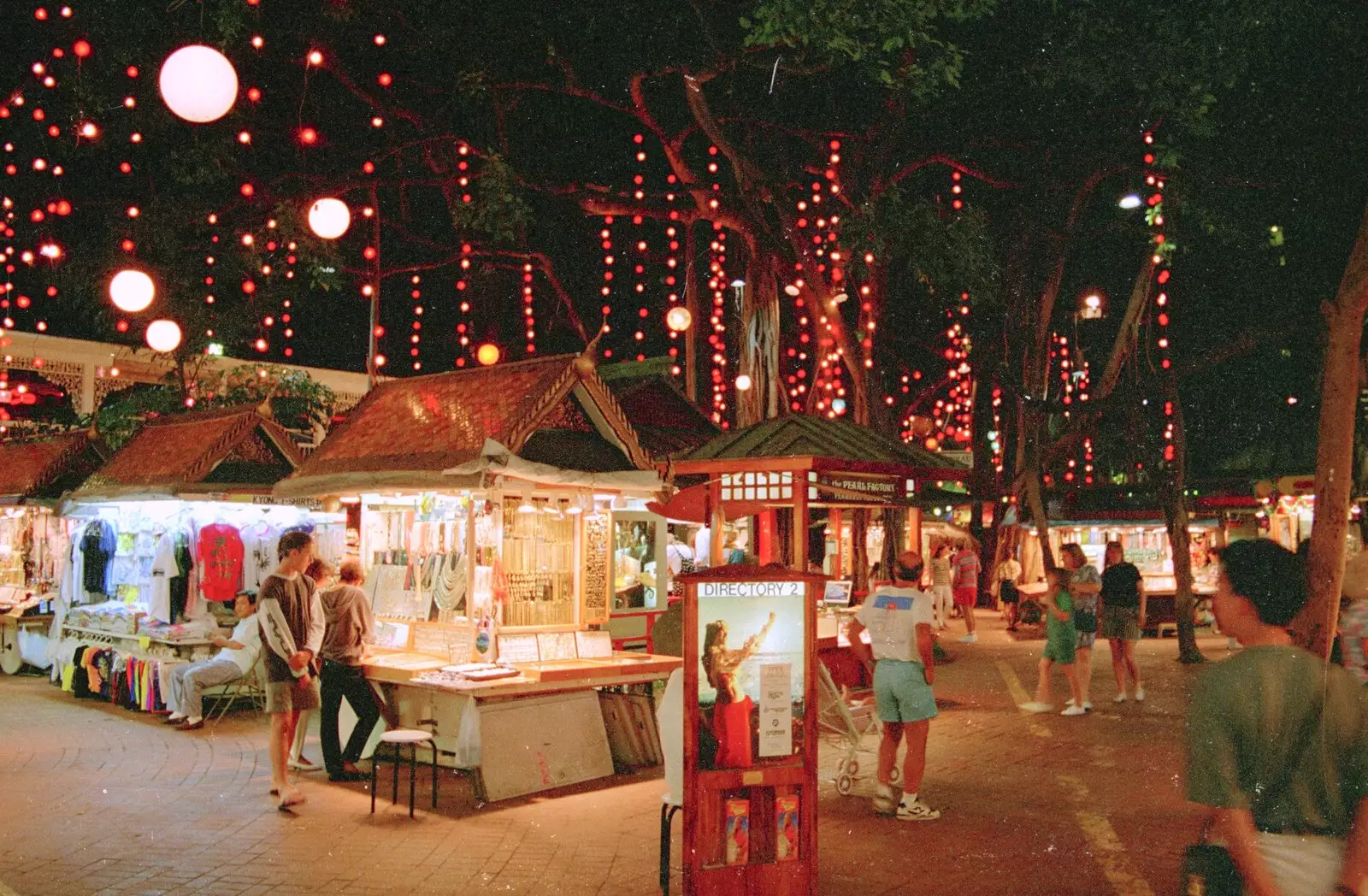 A night market in Honolulu, from A 747 Cockpit, Honolulu and Pearl Harbor, O'ahu, Hawai'i, United States - 20th November 1992