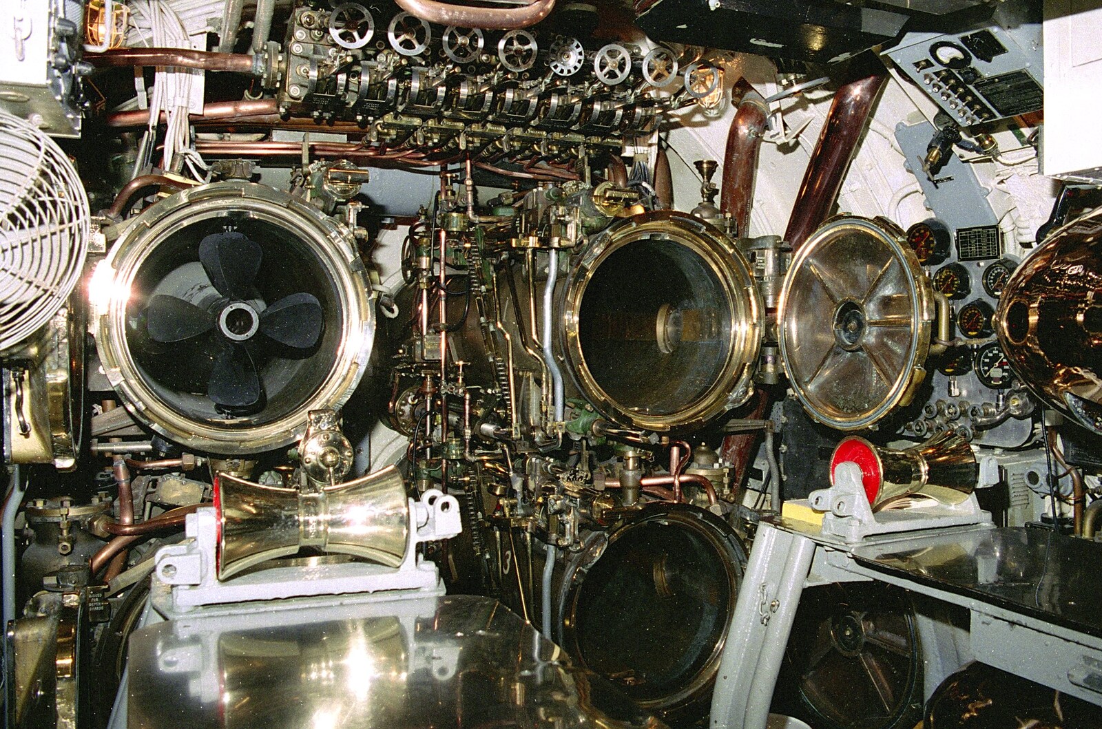 Torpedo tubes with a 'fish' in the hole from A 747 Cockpit, Honolulu and Pearl Harbor, O'ahu, Hawai'i, United States - 20th November 1992