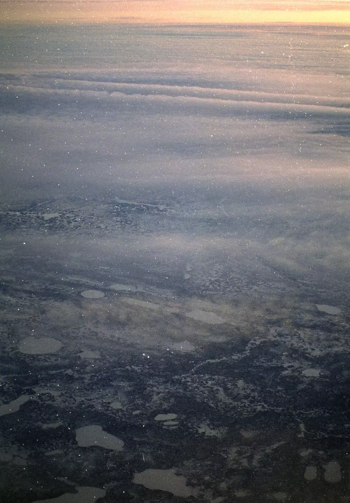 The ice floes of Canada as seen from the flightdeck at 35,000 feet, from A 747 Cockpit, Honolulu and Pearl Harbor, O'ahu, Hawai'i, United States - 20th November 1992