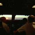 The sun rises briefly as we chase the terminator, A 747 Cockpit, Honolulu and Pearl Harbor, O'ahu, Hawai'i, United States - 20th November 1992