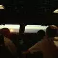 The sun rises briefly as we chase the terminator, A 747 Cockpit, Honolulu and Pearl Harbor, O'ahu, Hawai'i, United States - 20th November 1992