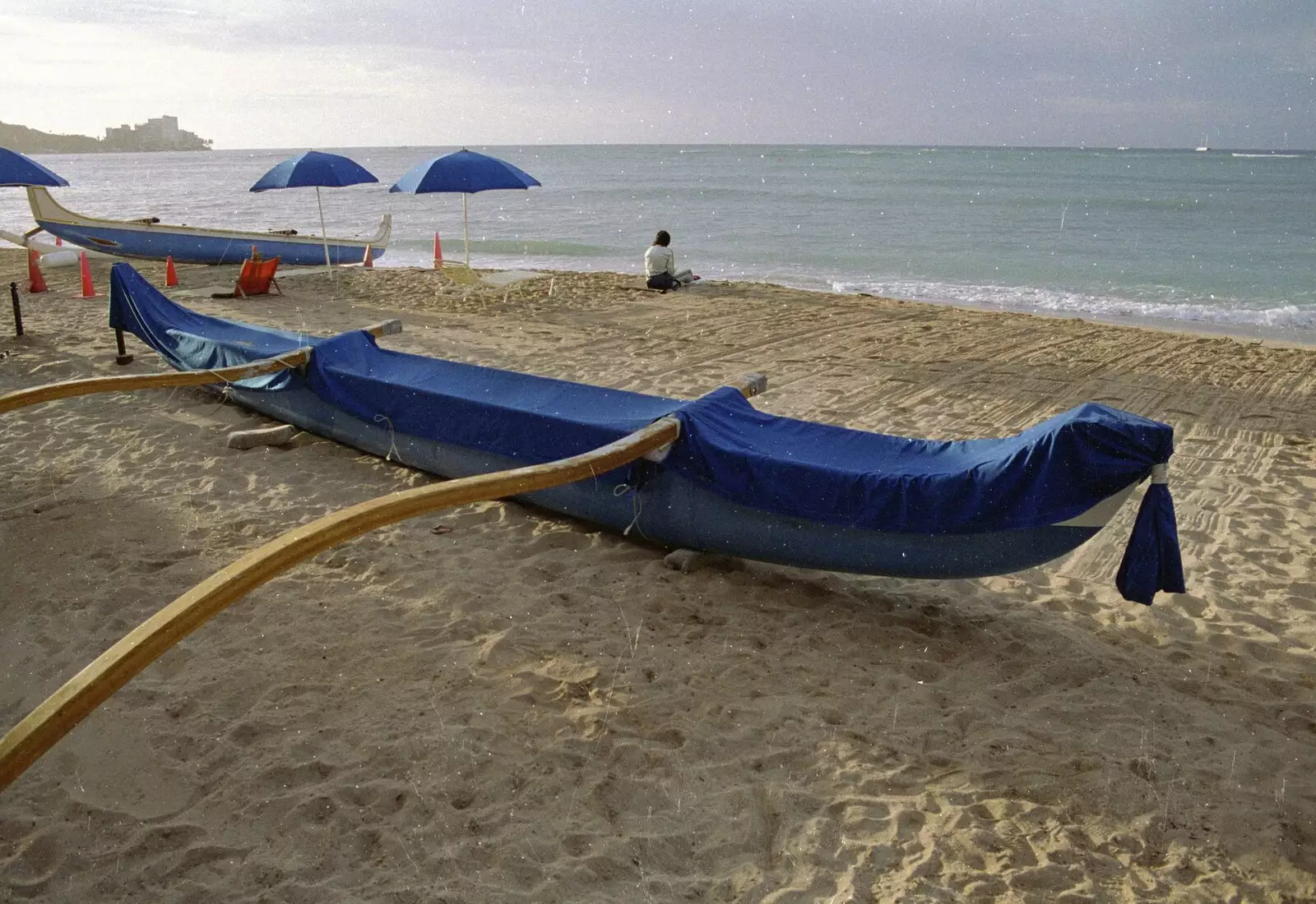 An outrigger canoe, from A 747 Cockpit, Honolulu and Pearl Harbor, O'ahu, Hawai'i, United States - 20th November 1992