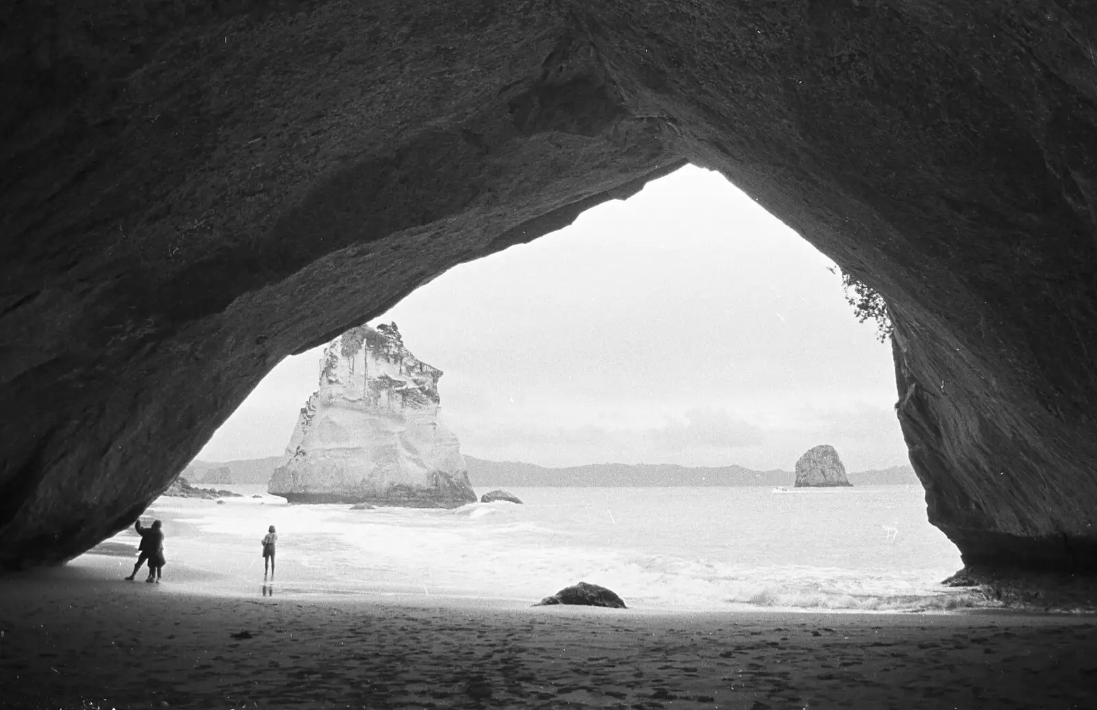 Small boys mess around in the 'cathedral', from Ferry Landing, Whitianga, New Zealand - 23rd November 1992