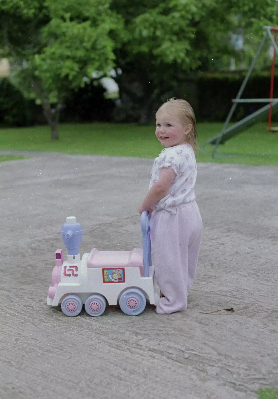 Anna roams around on a trundle truck, from Ferry Landing, Whitianga, New Zealand - 23rd November 1992