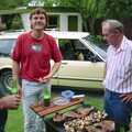 Steve grins as Clive inspects the barbeque, Ferry Landing, Whitianga, New Zealand - 23rd November 1992