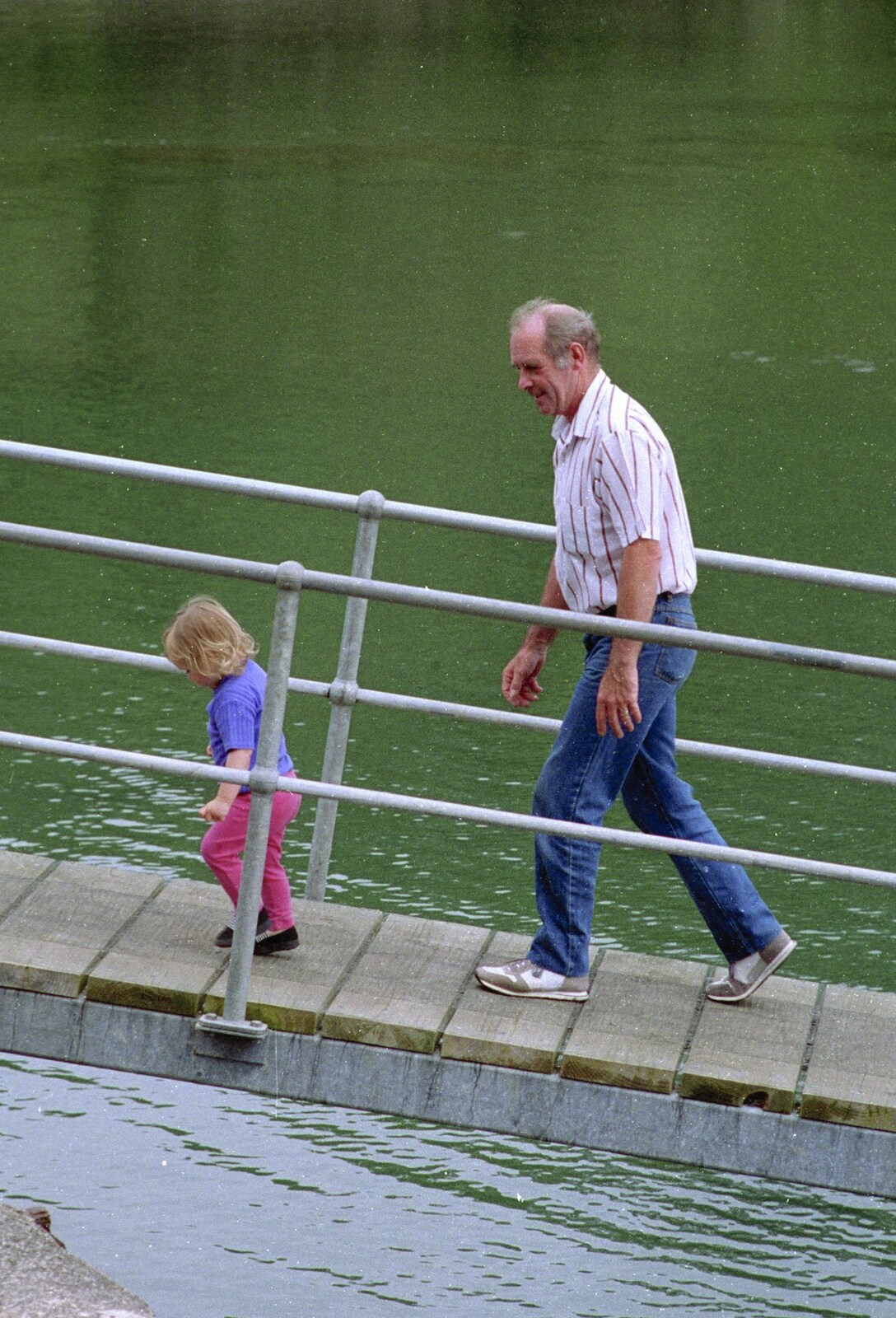 Clive chases his granddaughter from Ferry Landing, Whitianga, New Zealand - 23rd November 1992