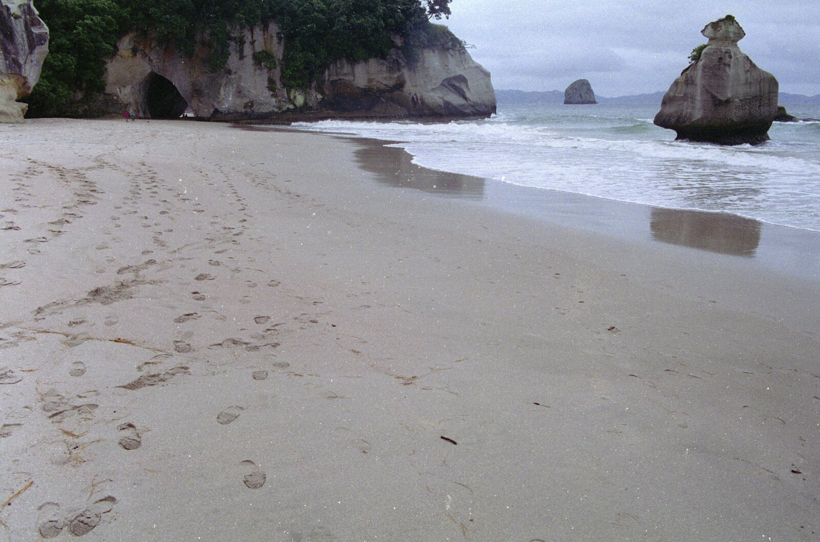 Footprints on the beach at Cathedral Cove from Ferry Landing, Whitianga, New Zealand - 23rd November 1992