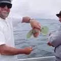 Captain Birdseye shows off a gurnard, Ferry Landing, Whitianga, New Zealand - 23rd November 1992