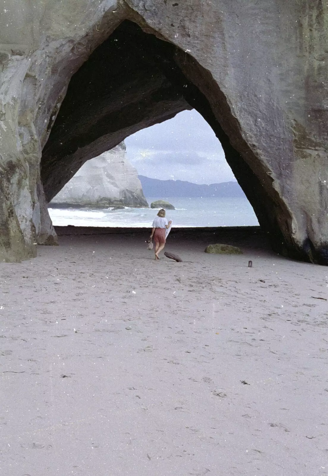 A woman roams around the cathedral, from Ferry Landing, Whitianga, New Zealand - 23rd November 1992