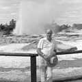The Old Chap stands in front of the geyser at Rotorua, A Road-trip Through Rotorua to Palmerston, North Island, New Zealand - 27th November 1992