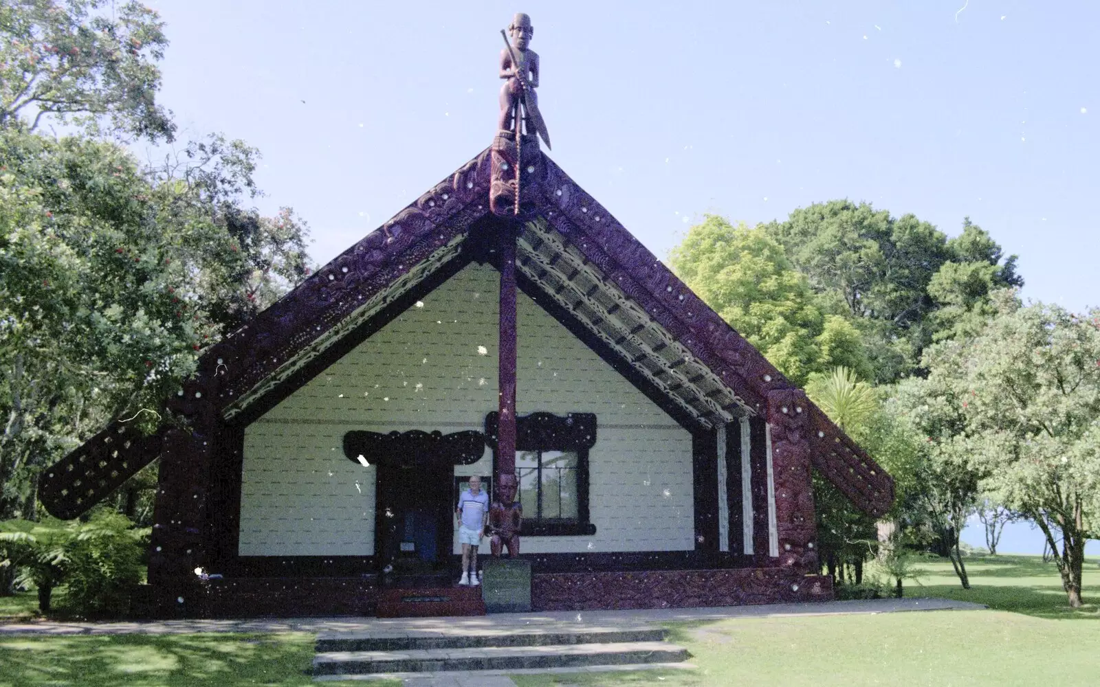 The Old Chap outside a Māori building, from A Road-trip Through Rotorua to Palmerston, North Island, New Zealand - 27th November 1992