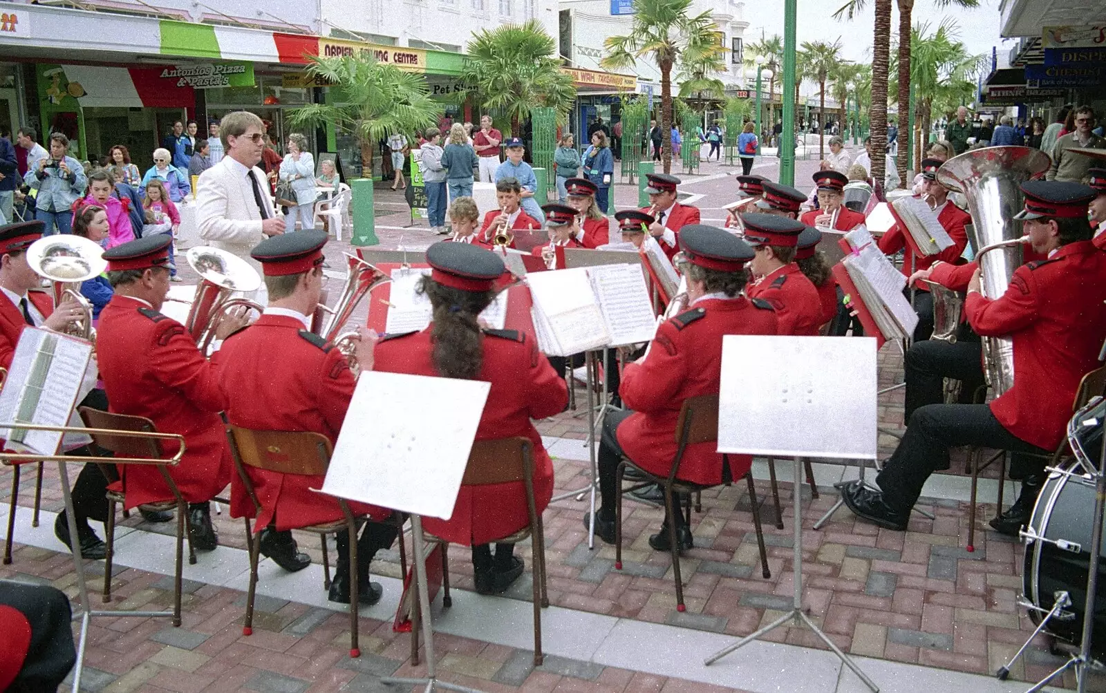 A brass band plays Christmas tunes, from A Road-trip Through Rotorua to Palmerston, North Island, New Zealand - 27th November 1992