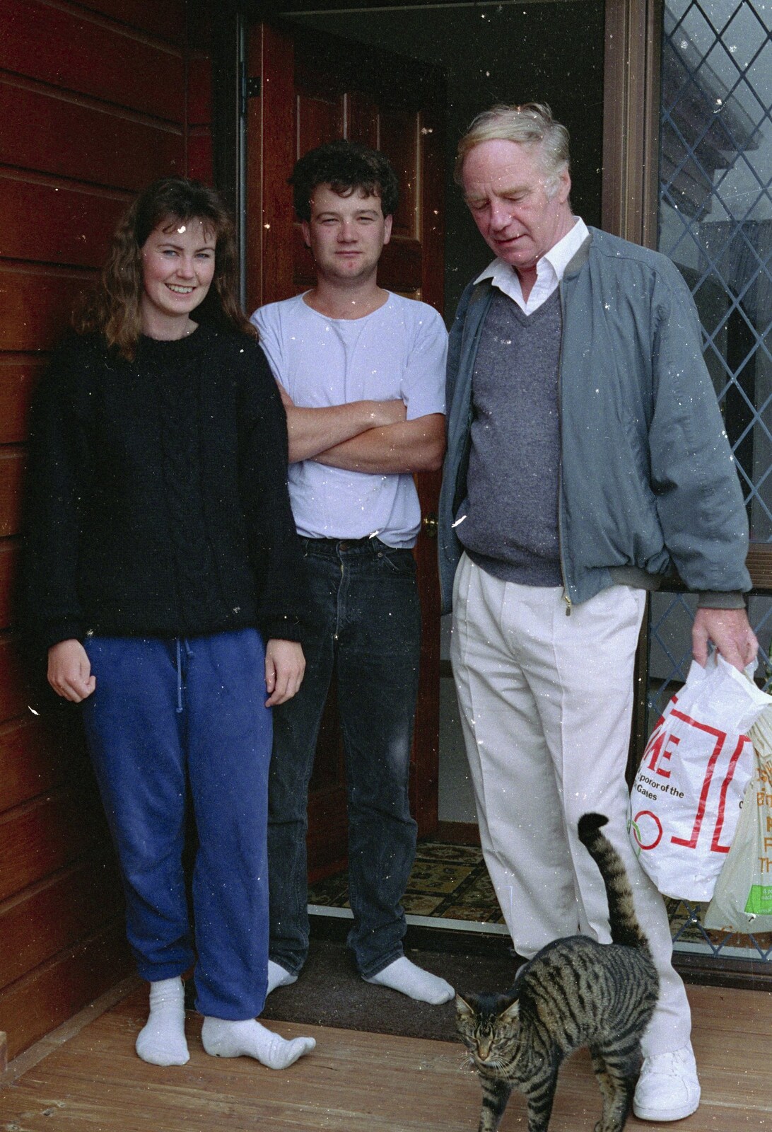 Christine, her husband, The Old Chap and Zack the cat from A Road-trip Through Rotorua to Palmerston, North Island, New Zealand - 27th November 1992