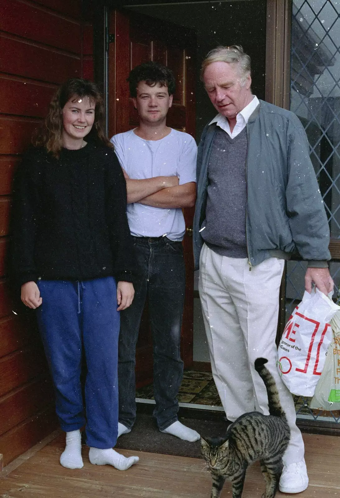 Christine, her husband, The Old Chap and Zack the cat, from A Road-trip Through Rotorua to Palmerston, North Island, New Zealand - 27th November 1992