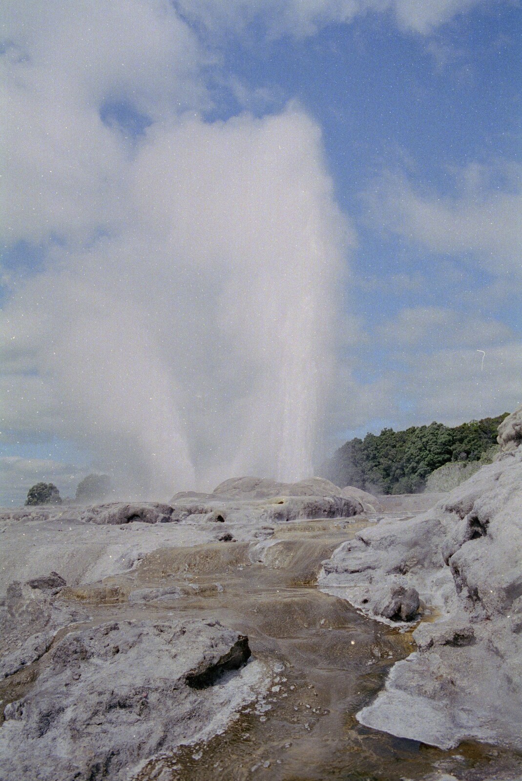 A geyser blows off from A Road-trip Through Rotorua to Palmerston, North Island, New Zealand - 27th November 1992