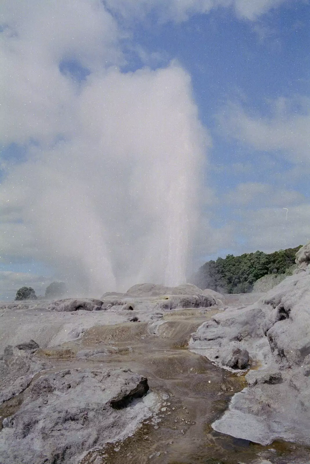 A geyser blows off, from A Road-trip Through Rotorua to Palmerston, North Island, New Zealand - 27th November 1992