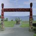A Maori gate on the shores of Lake Taupo, A Road-trip Through Rotorua to Palmerston, North Island, New Zealand - 27th November 1992