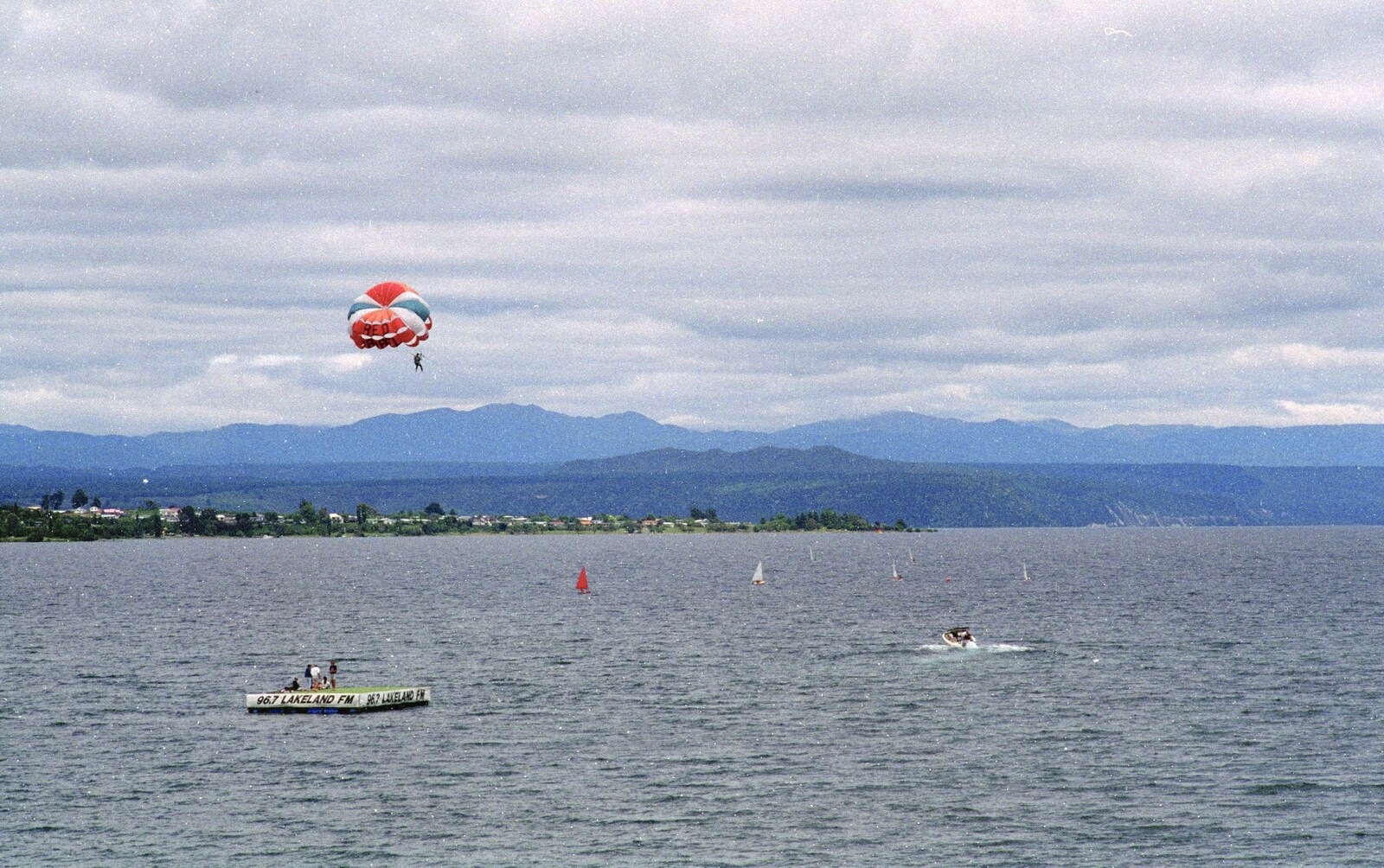A Parascender on Lake Taupo from A Road-trip Through Rotorua to Palmerston, North Island, New Zealand - 27th November 1992