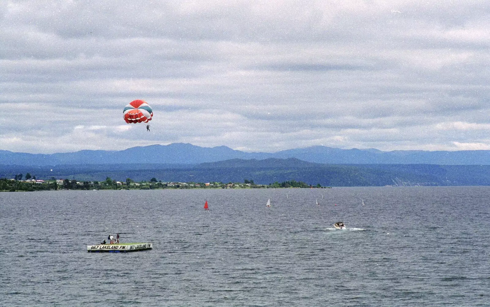 A Parascender on Lake Taupo, from A Road-trip Through Rotorua to Palmerston, North Island, New Zealand - 27th November 1992