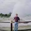 Nosher and hat in front of a geyser, A Road-trip Through Rotorua to Palmerston, North Island, New Zealand - 27th November 1992