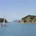 A yacht floats around, The Bay Of Islands, New Zealand - 29th November 1992