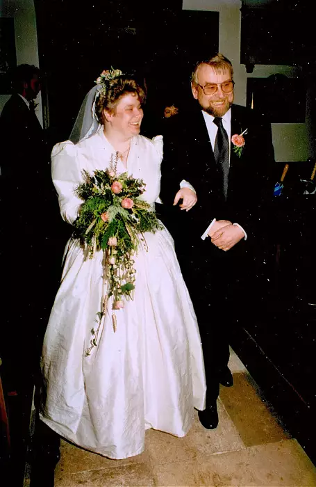 Anna and her dad walk up the aisle, from Anna and Chris's Wedding, Southampton - December 1992