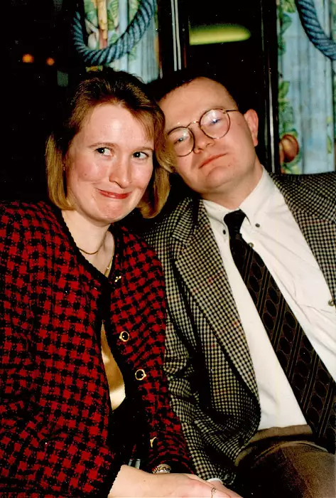 Maria looks a little worried by Hamish's approach, from Anna and Chris's Wedding, Southampton - December 1992